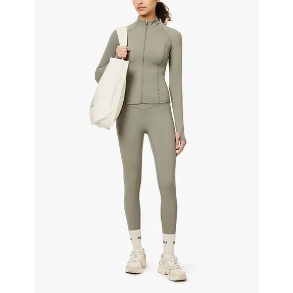 Andola Ultimate Wrap-Over Workout Leggings Yoga Pants - Olive Green Size: XS - Picture 2 of 4